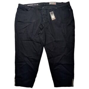 AVENUE DENIM SKINNY Women Petite Plus Size 32 Embellished Black Ankle Jeans NEW